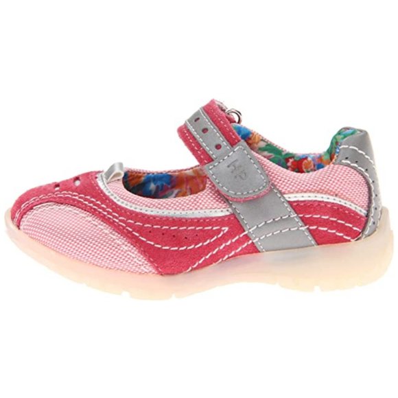 NEW Hush Puppies Kid Kensie Candy Pink Silver Mary Jane Comfort Athletic Flat - Picture 2 of 7